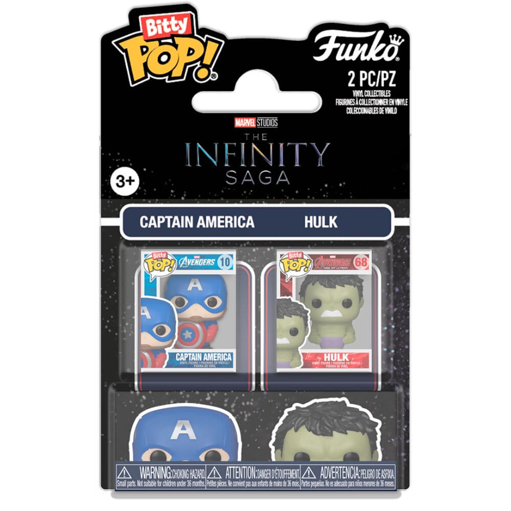 Blister 2 figuras Bitty POP Marvel Infinity Saga Capitan America & Hulk