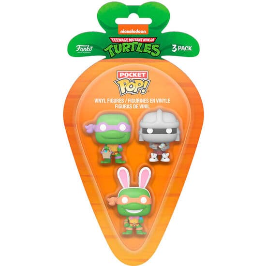 BLISTER 3 FIGURAS CARROT POCKET POP TORTUGAS NINJA DONATELLO SHREDDER MICHELANGELO