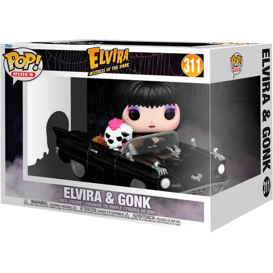 FIGURA POP RIDES DELUXE ELVIRA MISTRESS OF THE DARK ELVIRA & GONK