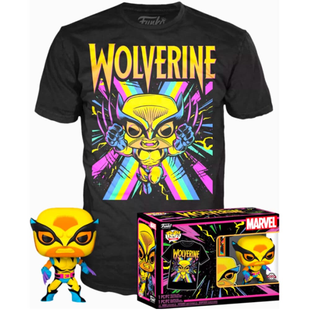 Set figura POP & Tee Marvel Wolverine Black Light L