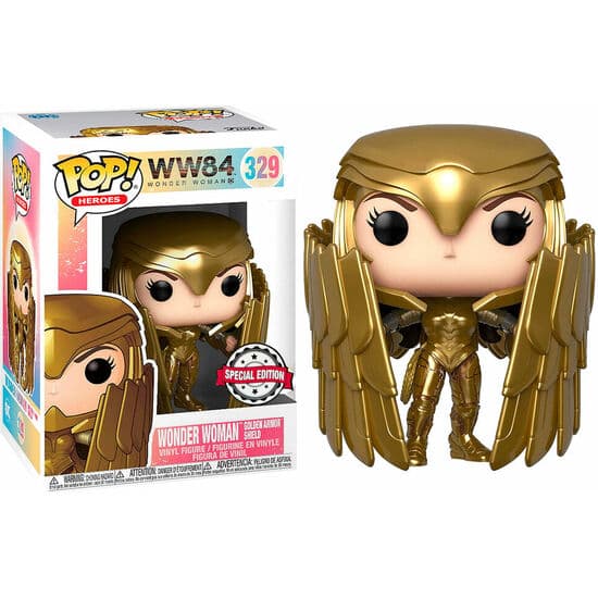 FIGURA POP DC COMICS WONDER WOMAN 84 – WONDER WOMAN GOLD SHIELD METALLIC EXCLUSIVE